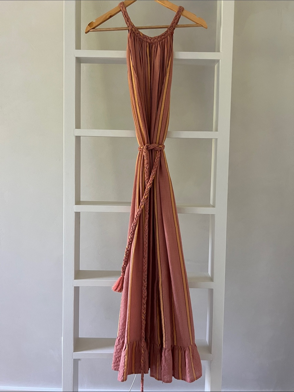 Apiece Apart Caspia Braid Maxi Dress with tie waist.